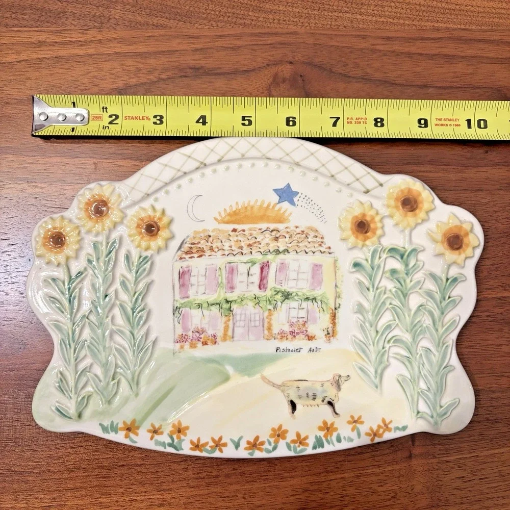 Pfaltzgraff Secrets Of Pistoulet Trivet Wall Plaque French House Sunflowers 10in